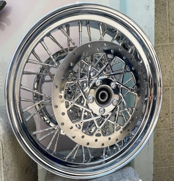 Cross-Laced Set of Spoke Wheels with Pulley and Rotors - Image 3