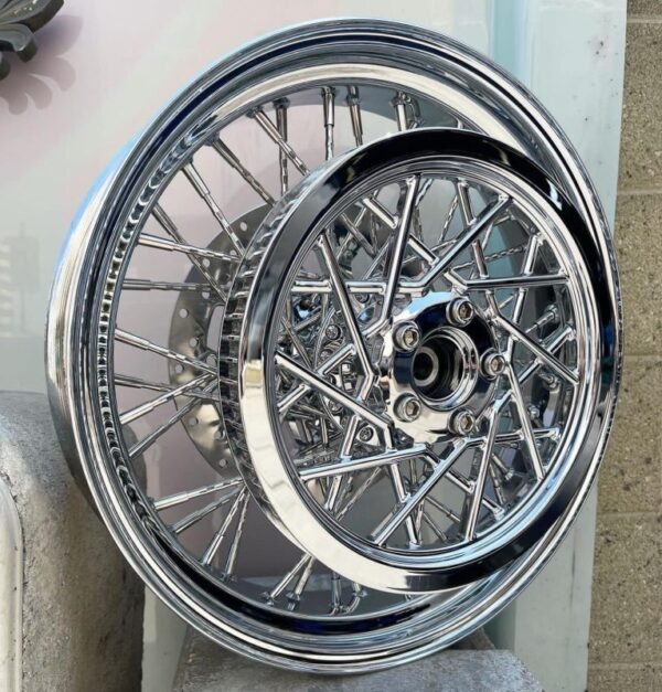 Cross-Laced Set of Spoke Wheels with Pulley and Rotors - Image 2